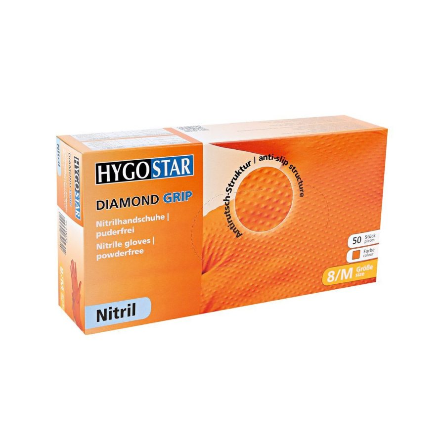 Nitrila cimdi, nepūderēti «Diamond Grip», oranžā krāsā, 50 gb. Nitrila cimdi, nepūderēti «Diamond Grip», oranžā krāsā, 50 gb.