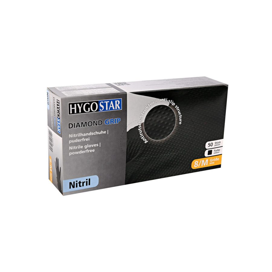 Nitrila cimdi, nepūderēti «Diamond Grip», melnā krāsā, 50 gb. Nitrila cimdi, nepūderēti «Diamond Grip», melnā krāsā, 50 gb.