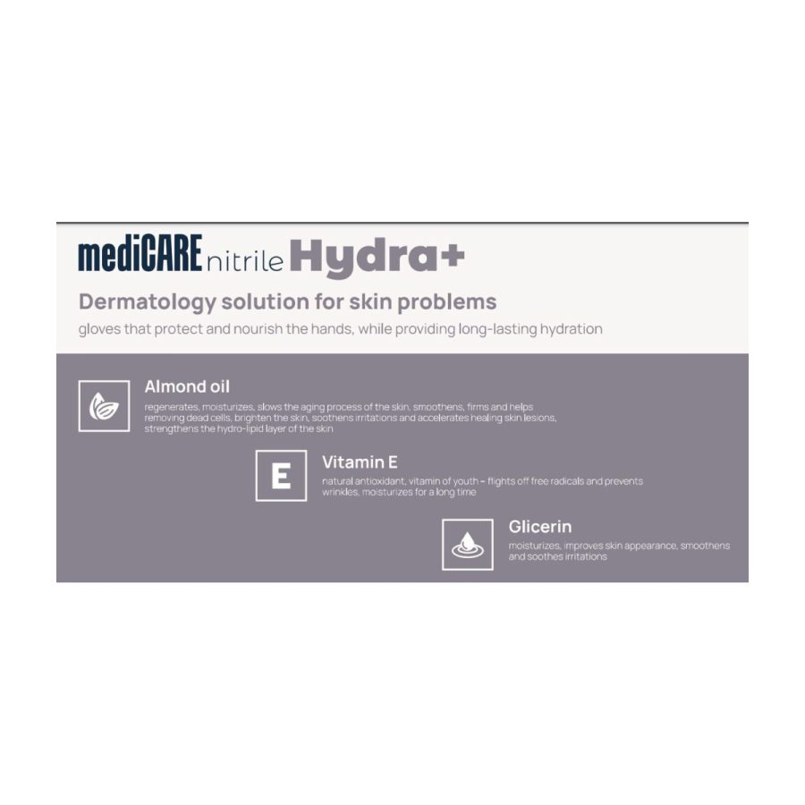 HYDRA+, Bagātināti nitrila cimdi Medicare nitrila cimdi