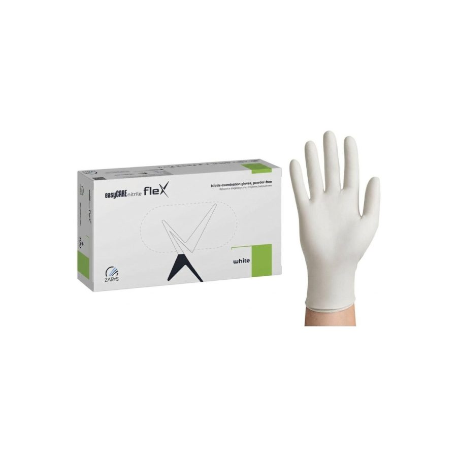 easyCARE nitrile flex BALTI elastīgie nitrila diagnostikas cimdi bez pūdera (100 gab.) easyCARE nitrile flex BALTI elastīgie nitrila diagnostikas cimdi bez pūdera (100 gab.)