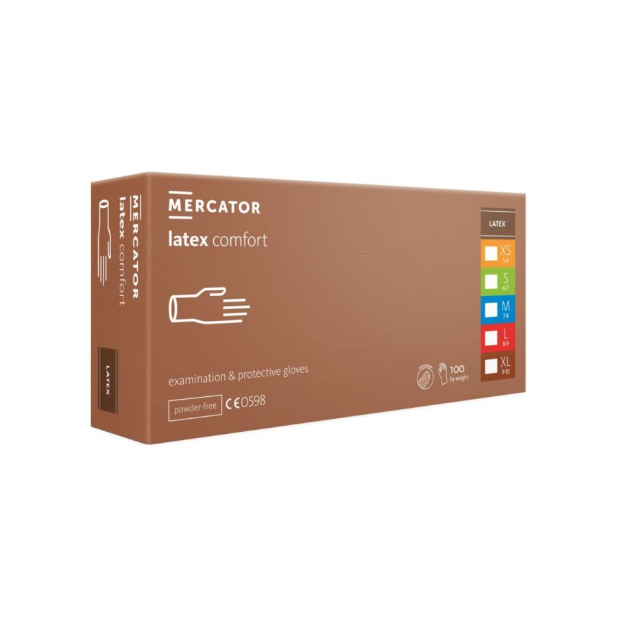 Lateksa cimdi, bez pūdera, MERCATOR latex comfort Lateksa cimdi, bez pūdera, MERCATOR latex comfort